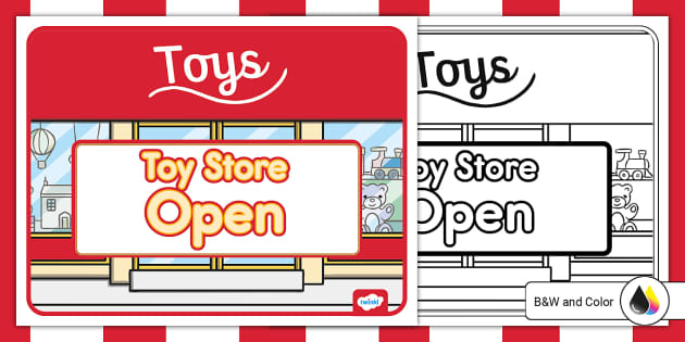 Toy store dramatic play open sign teacher made