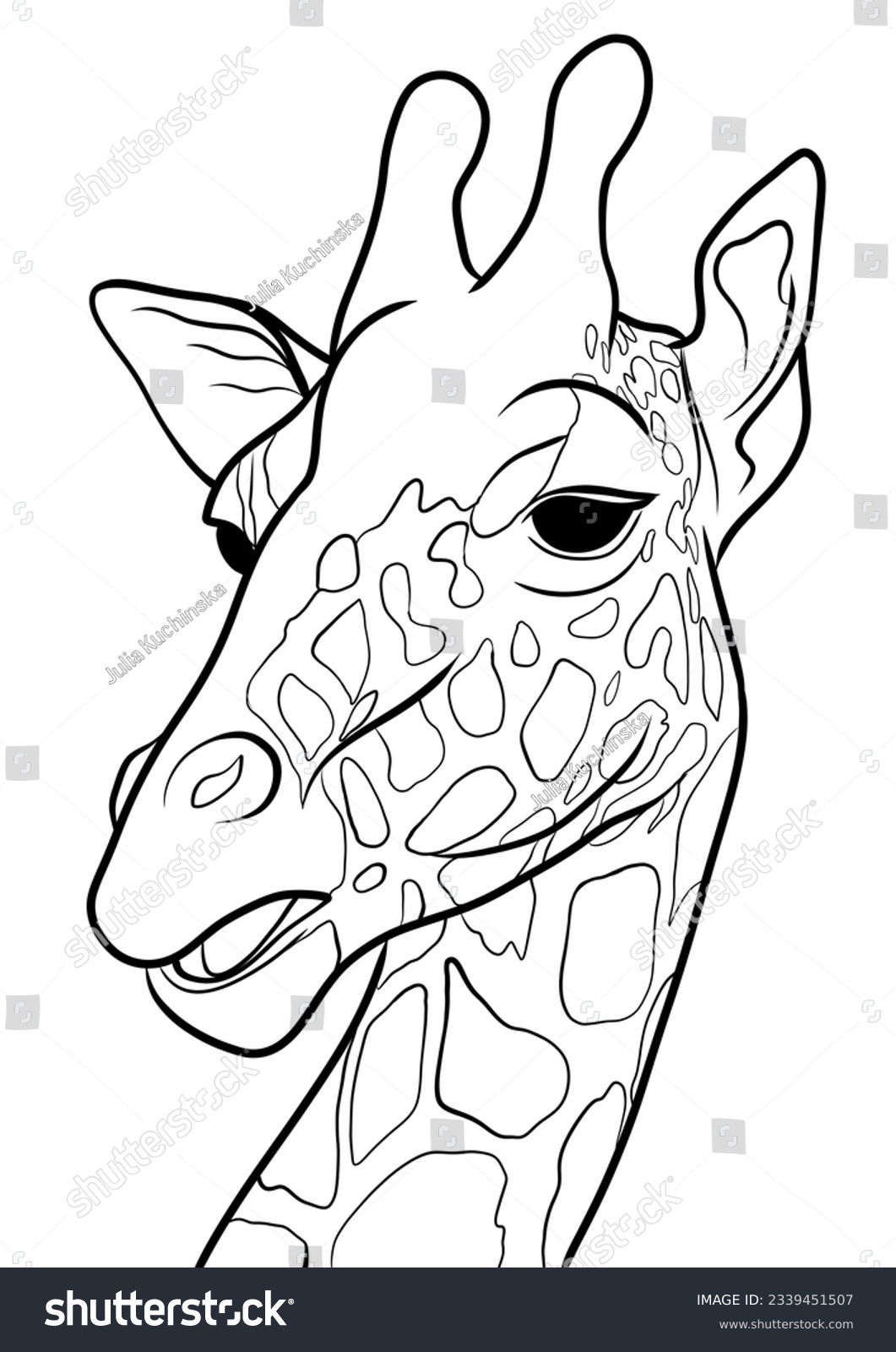 Giraffe head linear illustration element coloring stock illustration