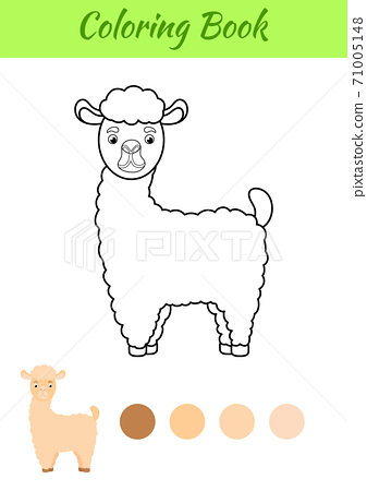 Coloring page happy alpaca coloring book for