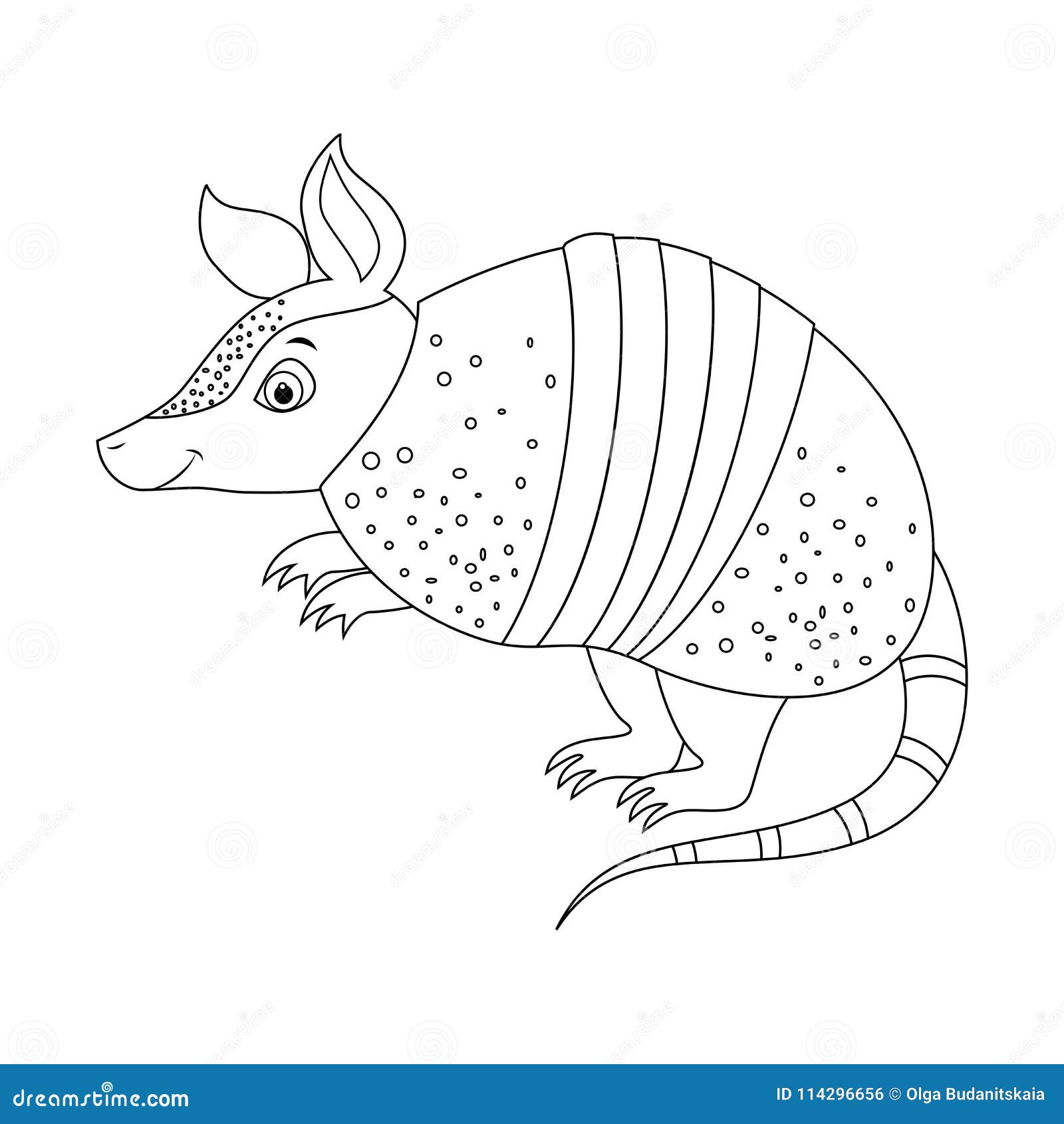 Colorless funny cartoon armadillo stock vector