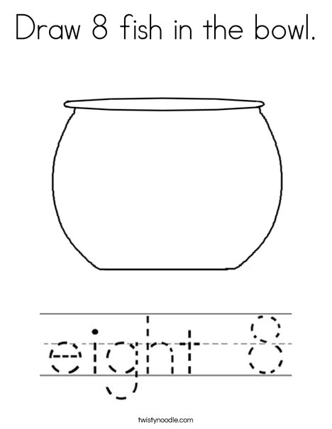 Draw fish in the bowl coloring page