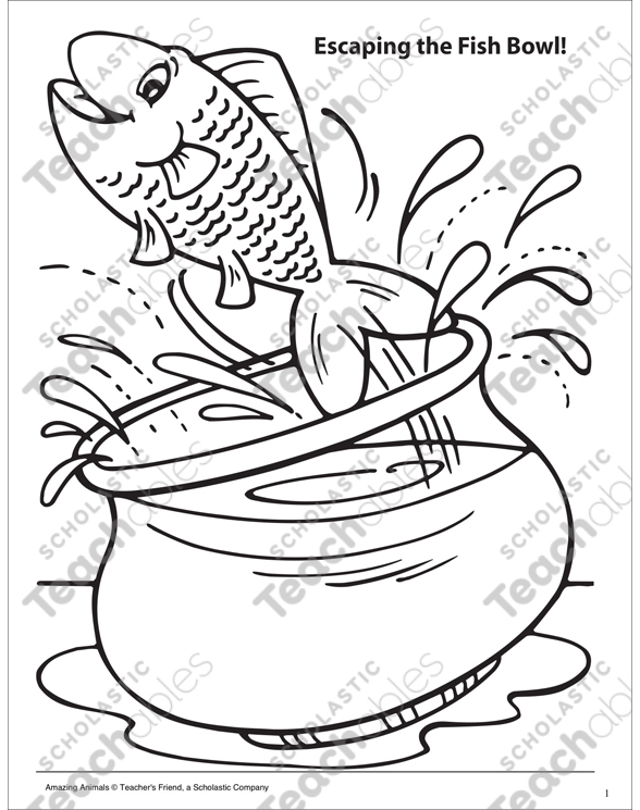 Escaping the fish bowl amazing animals coloring page printable coloring pages
