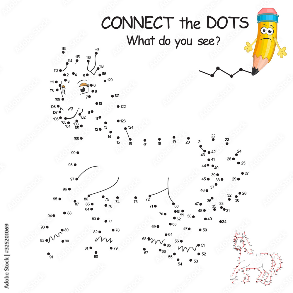 Connect the dots by numbers to draw the animal dot to dot education game and coloring