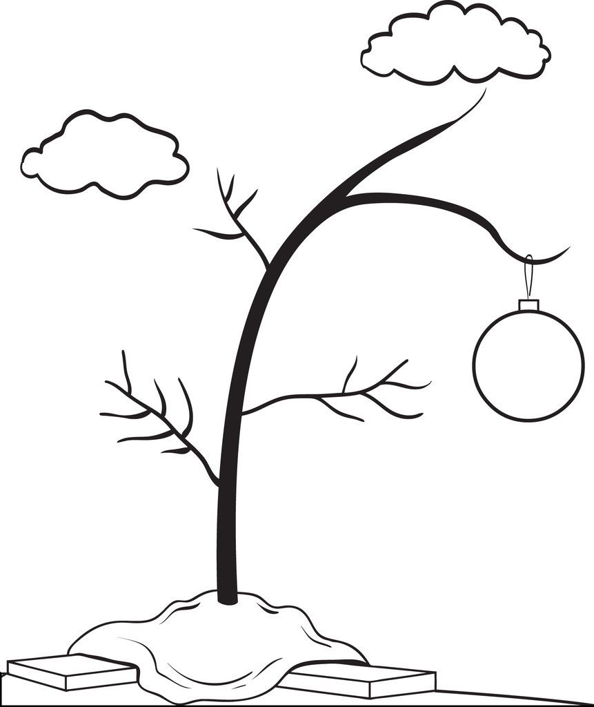 Printable charlie browns christmas tree coloring page for kids charlie brown christmas tree charlie brown christmas christmas tree coloring page