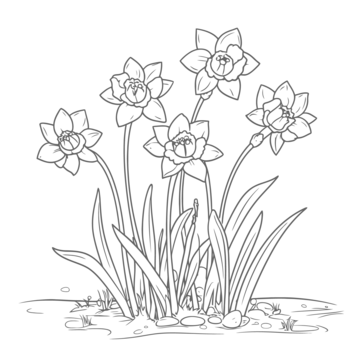 Daffodils coloring page outline sketch drawing vector wing drawing ring drawing daffodil drawing png and vector with transparent background for free download