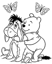 Cute pooh eeyore coloring page