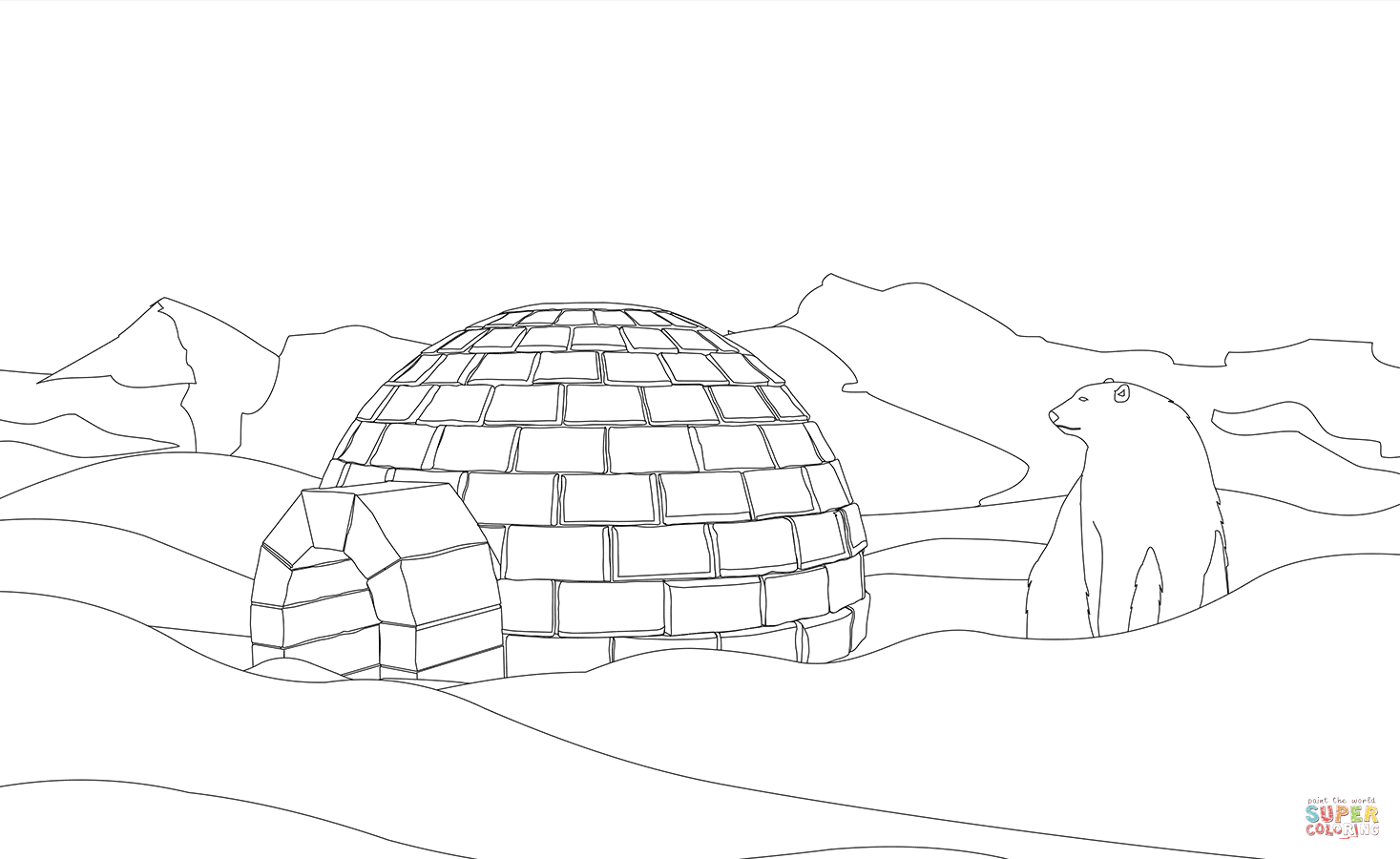 Igloo coloring page free printable coloring pages