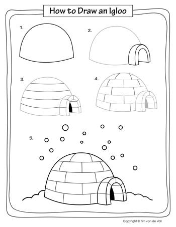 Igloo drawing tutorial â tims printables