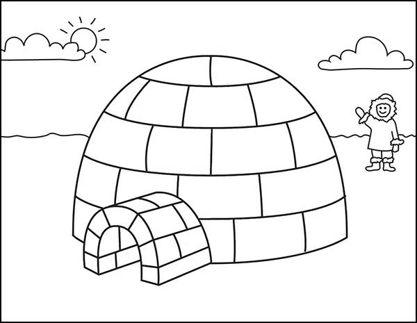 Easy how to draw an igloo tutorial and igloo coloring page igloo drawing igloo images drawings