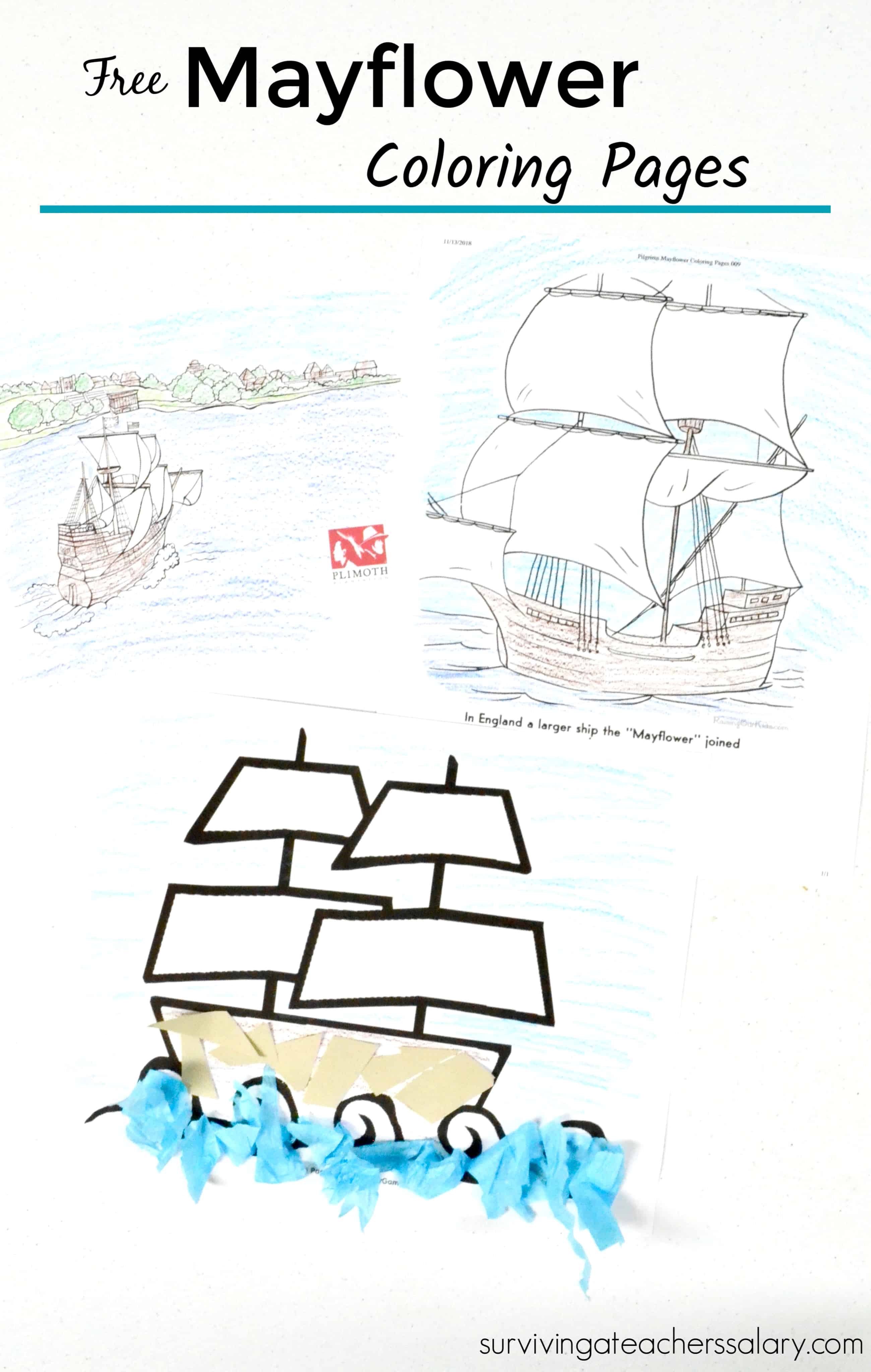 Free printable mayflower coloring pages for learning thanksgiving day
