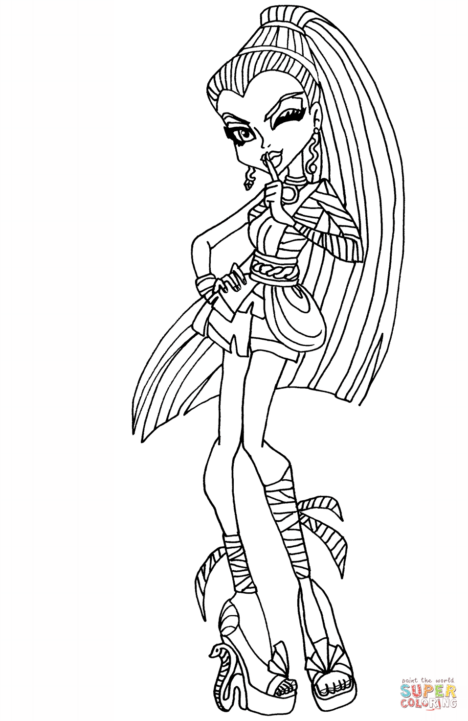 Monster high nefera de nile coloring page free printable coloring pages