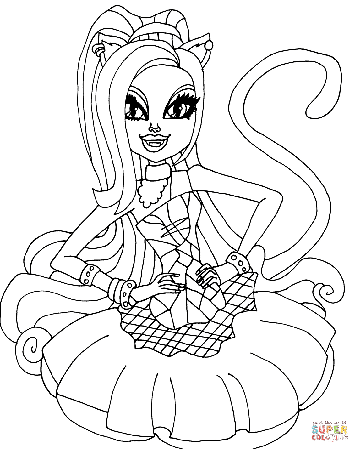 Monster high catty noir coloring page free printable coloring pages