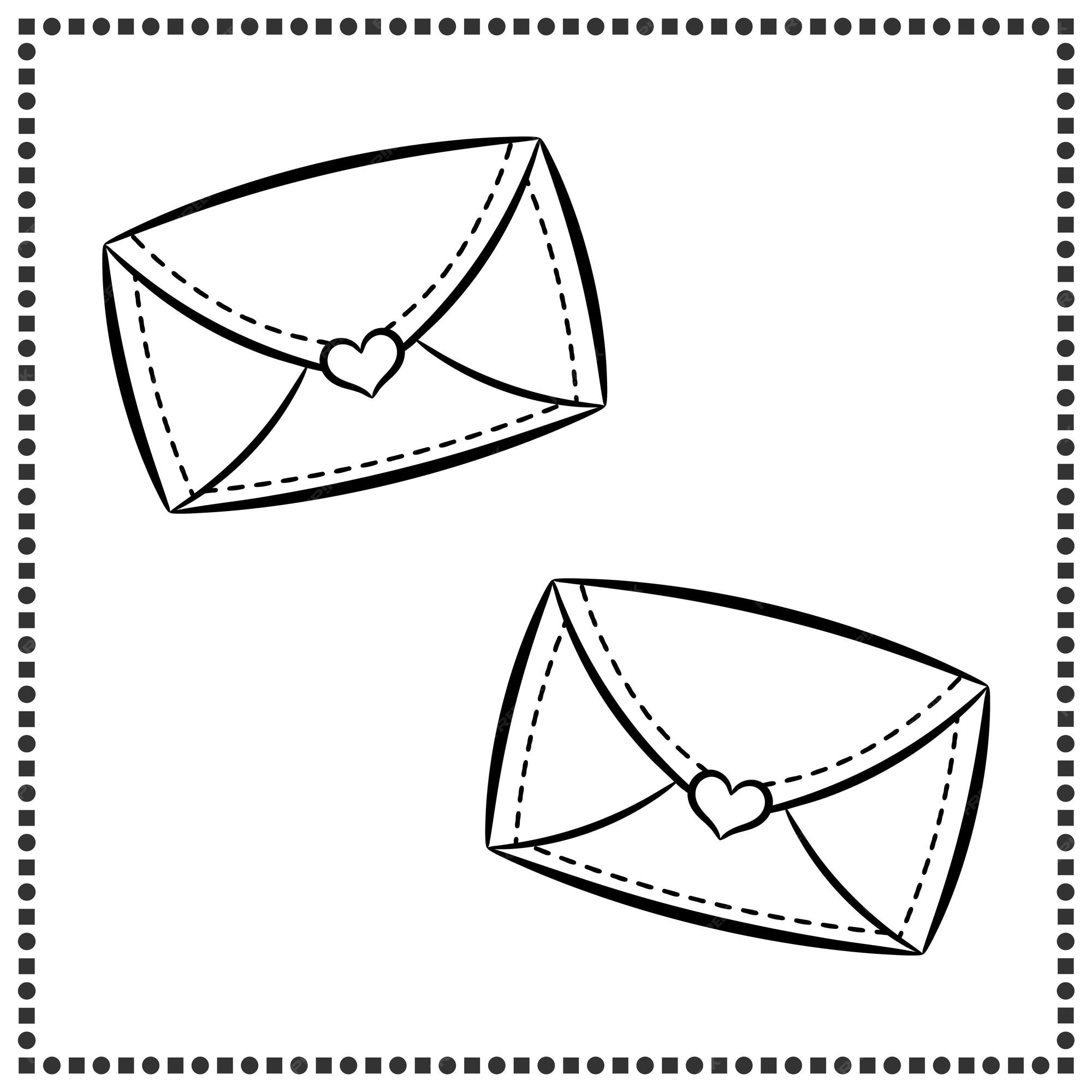 Premium vector printable cute drawing envelope sketch for coloring