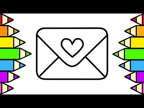 Heart envelope drawing and coloring video for kids super easy â
