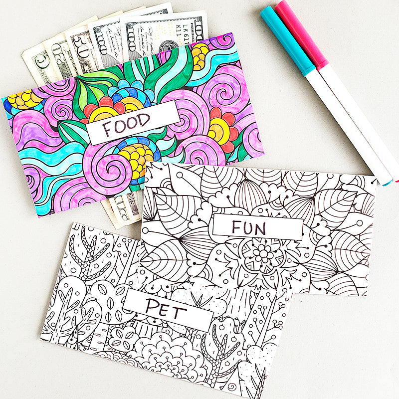 Coloring design horizontal cash envelopes printable â the budget mom
