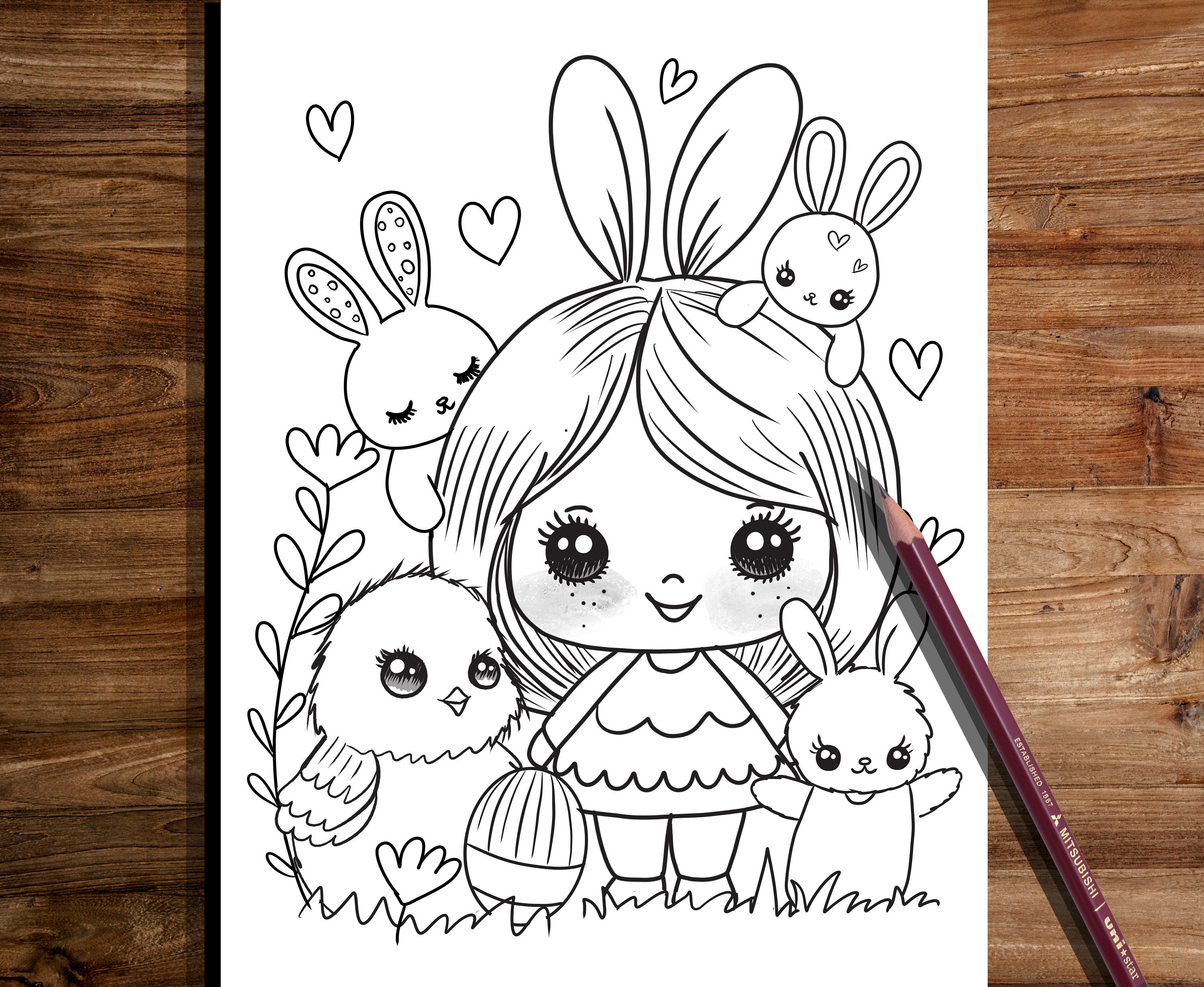 Printable cute easter coloring page hand