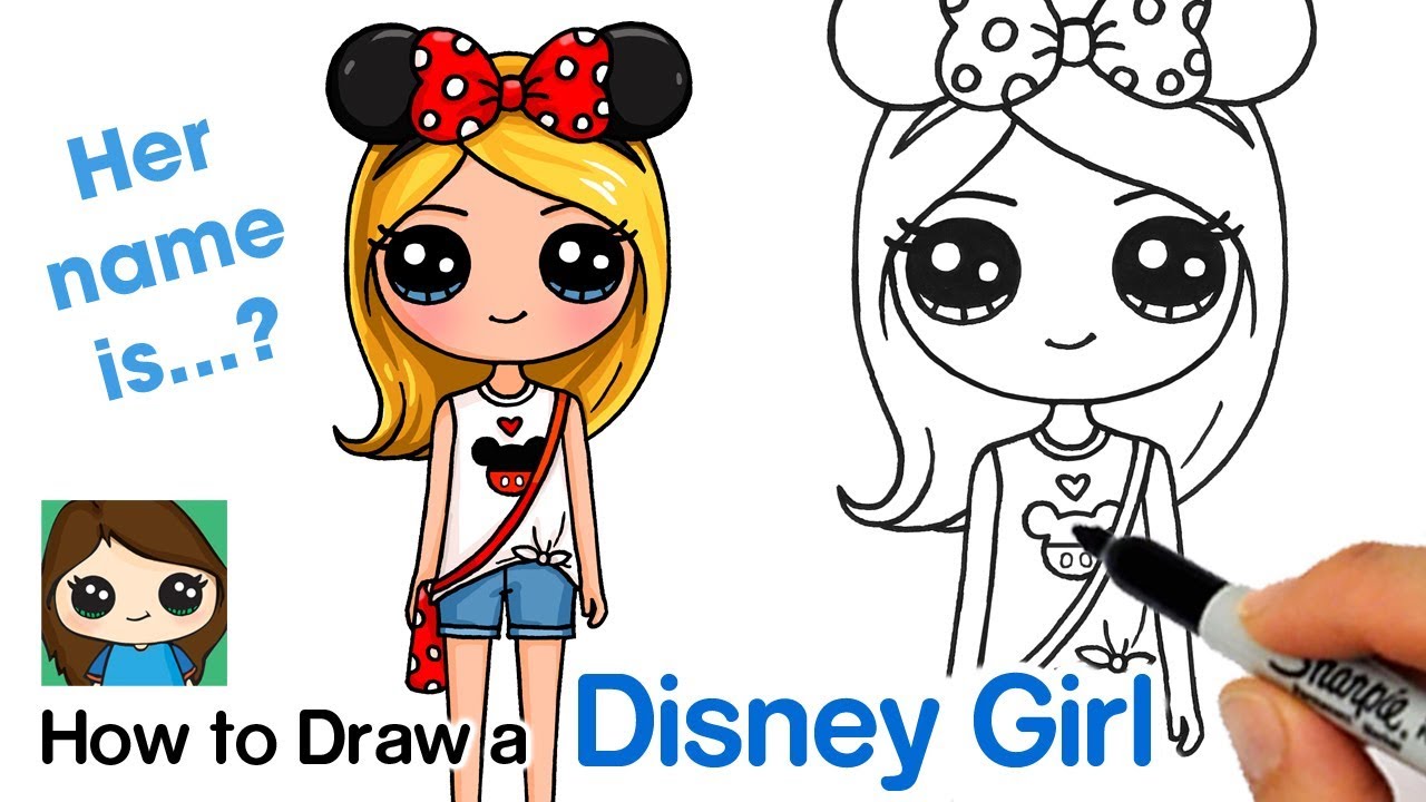 How to draw a disney cute girl easy