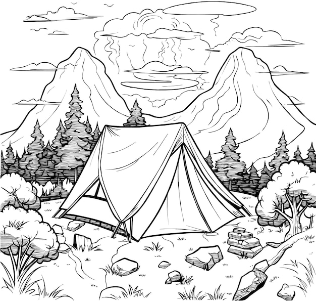 Tent coloring pages images