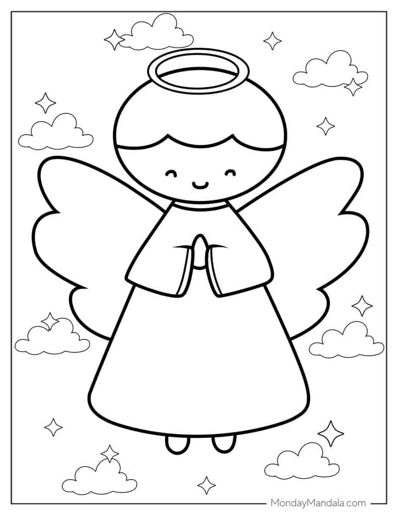 Angel coloring pages free pdf printables