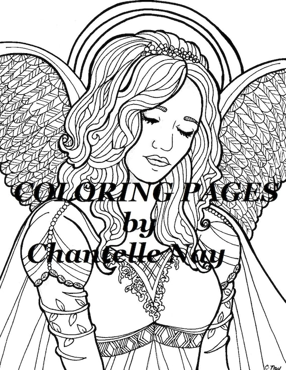 Kylie coloring page angel woman face adult coloring picture zentangle advanced coloring beautiful printable coloring page