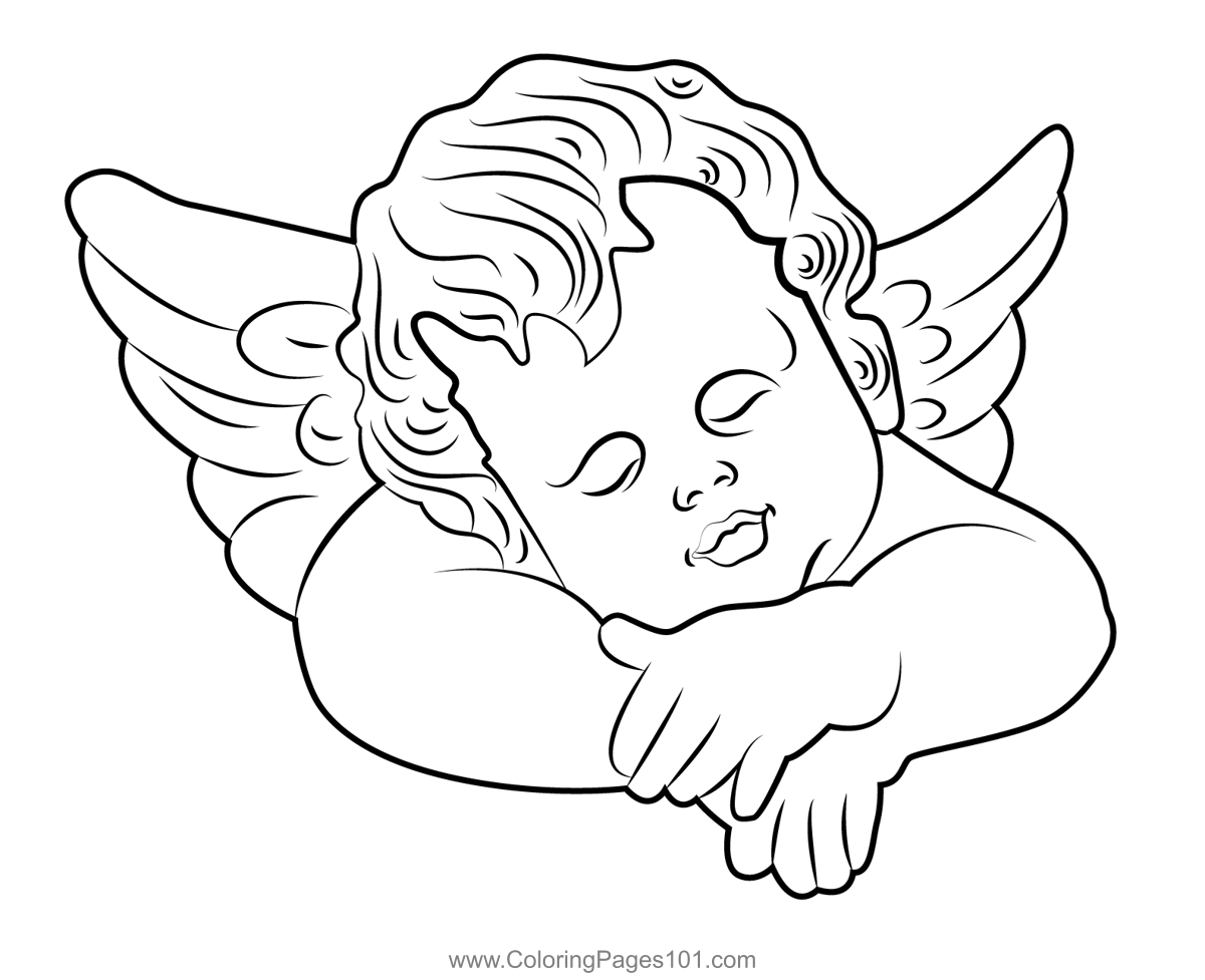 Angel face coloring page for kids