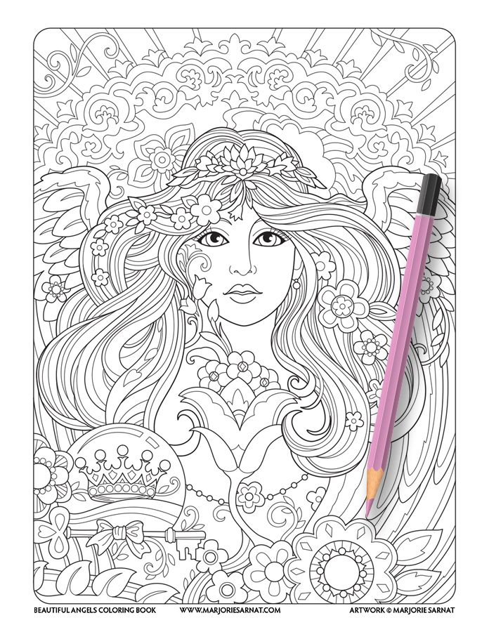 Angel face with tulip beautiful angels coloring book marjorie sarnat angel coloring pages skull coloring pages coloring books