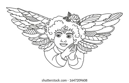 Page coloring book illustrated the face stock illustration