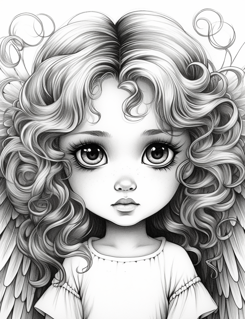 Free angel baby grayscale coloring pages printable for adults kids pd â coloring