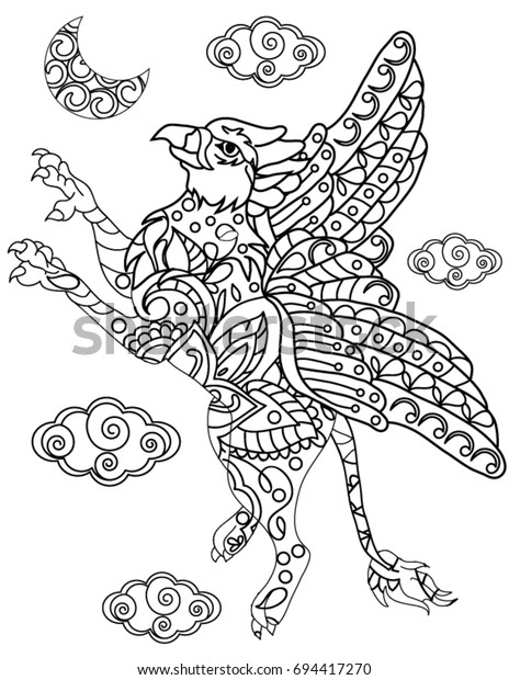 Griffin coloring book page stock vector royalty free