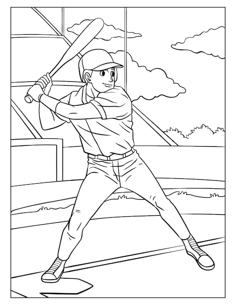 Premium vector baseball coloring page for kids