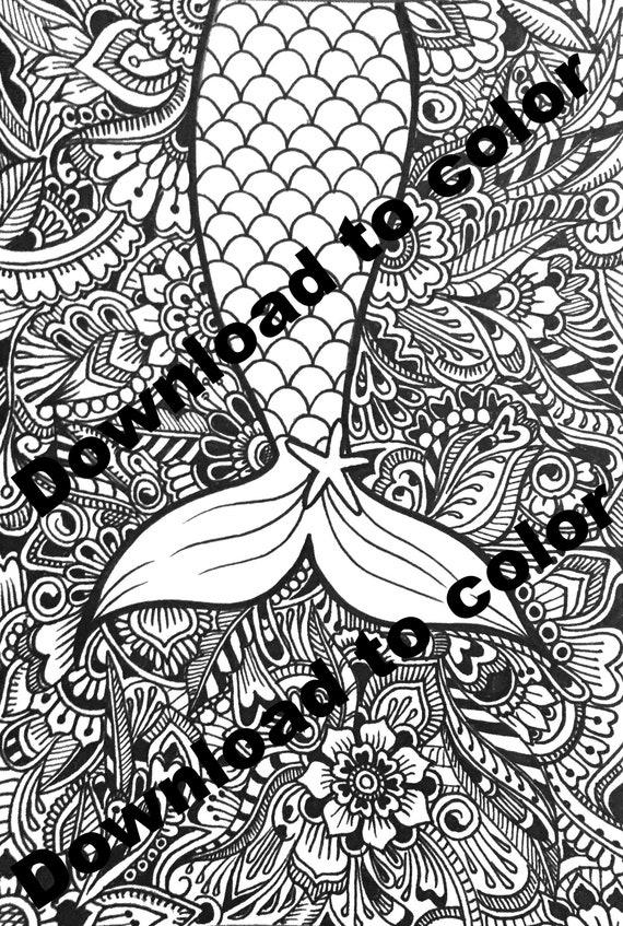 Mermaid tail coloring page