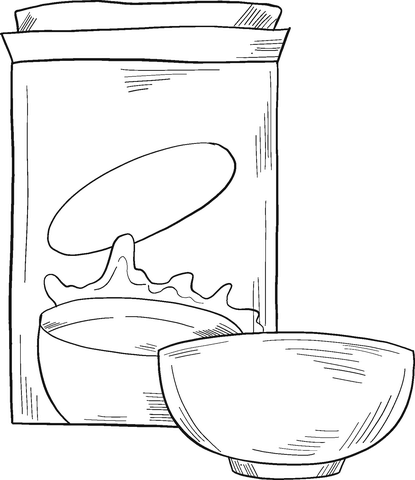 Cereal box and bowl coloring page free printable coloring pages