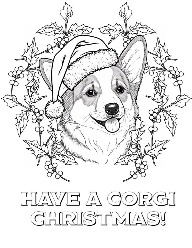 Corgi coloring pages corgi drawing corgi christmas christmas coloring pages