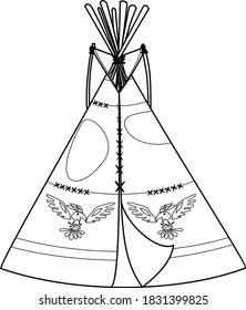 Coloring page cartoon teepee tipi traditional stock vector royalty free