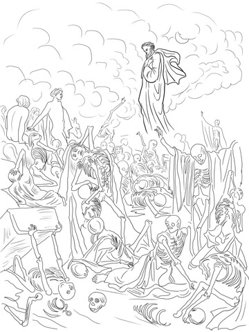 Ezekiels vision of the valley of dry bones coloring page free printable coloring pages