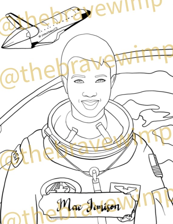 Mae jemison shero coloring page digital download