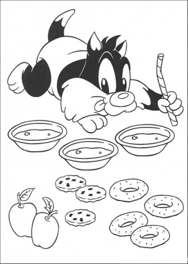 Baby sylvester the cat coloring page