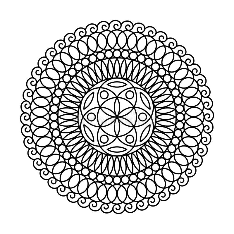 Swirl flower of life circle vector mandala coloring book stock vector