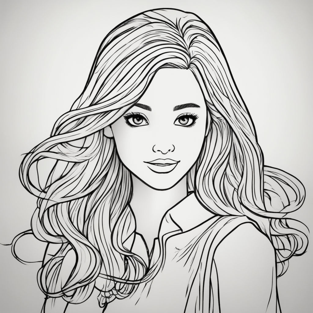 Line art of a female character no color
