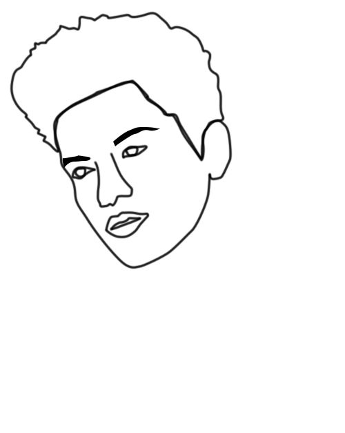 Bruno mars outline with the pen tool