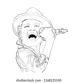 August caricature singer poser stock illustration