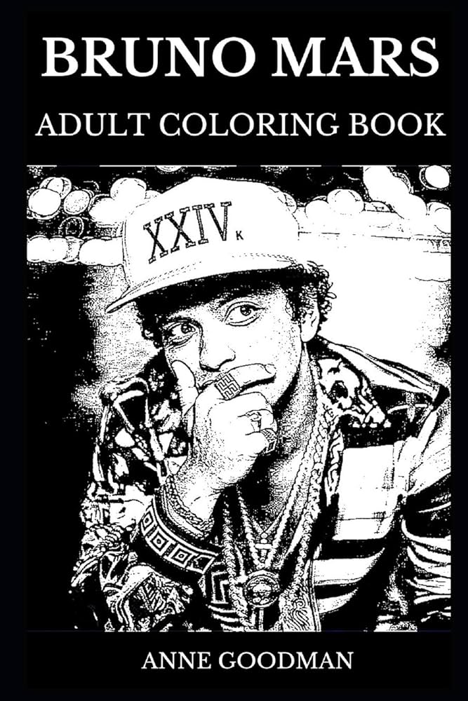 Bruno mars adult coloring book legendary funk icon and hawaiian pop star soul music artist and acclaimed vocalist inspired adult coloring book books