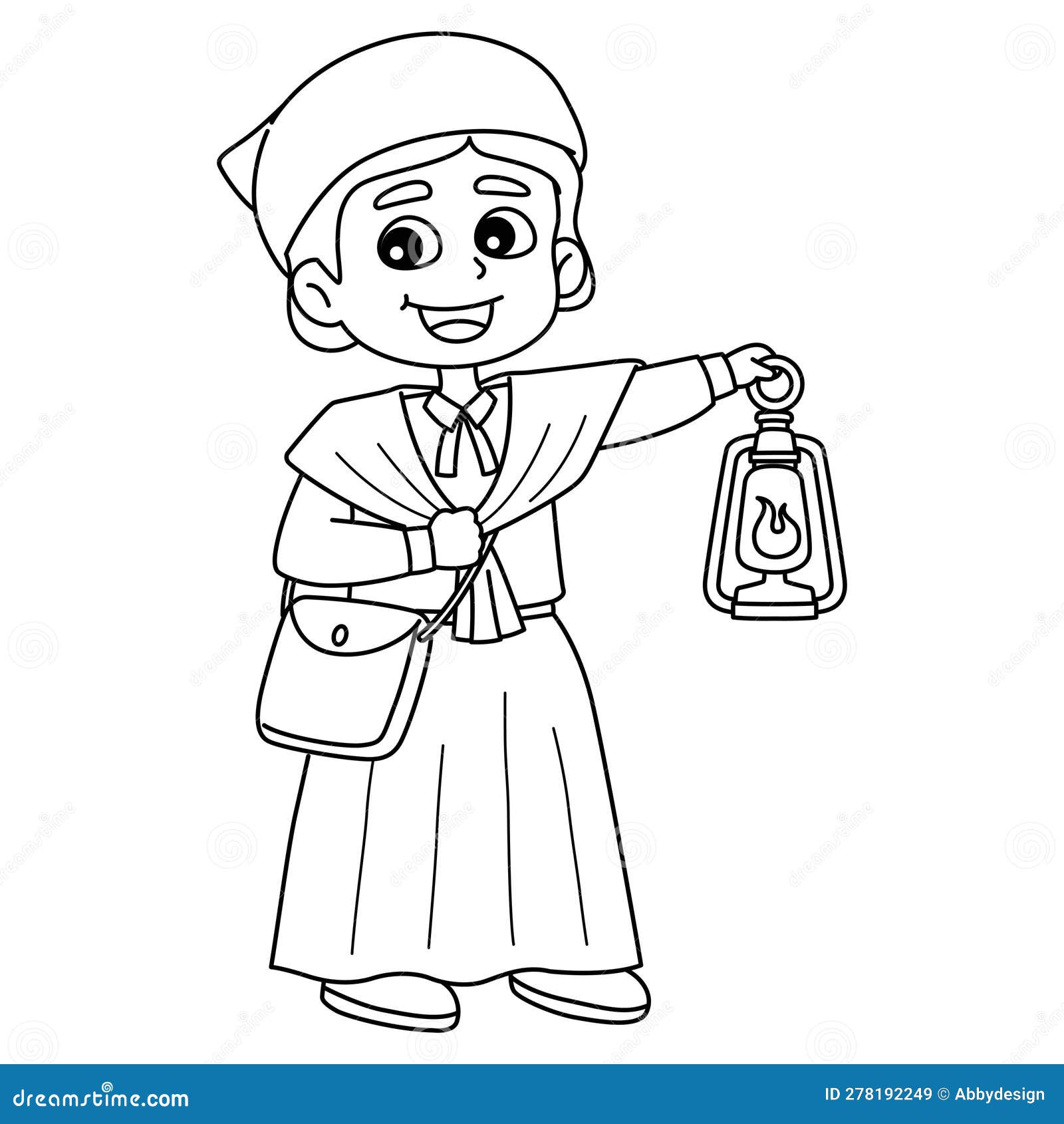 Harriet tubman isolated coloring page for kids stock vector