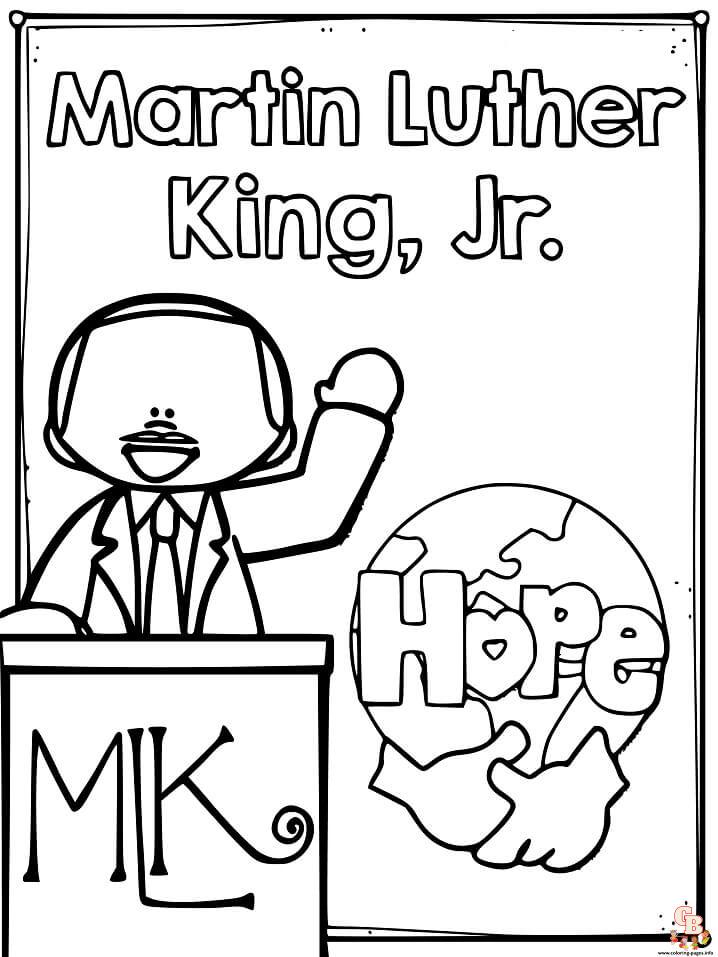 Martin luther king jr coloring pages printable free