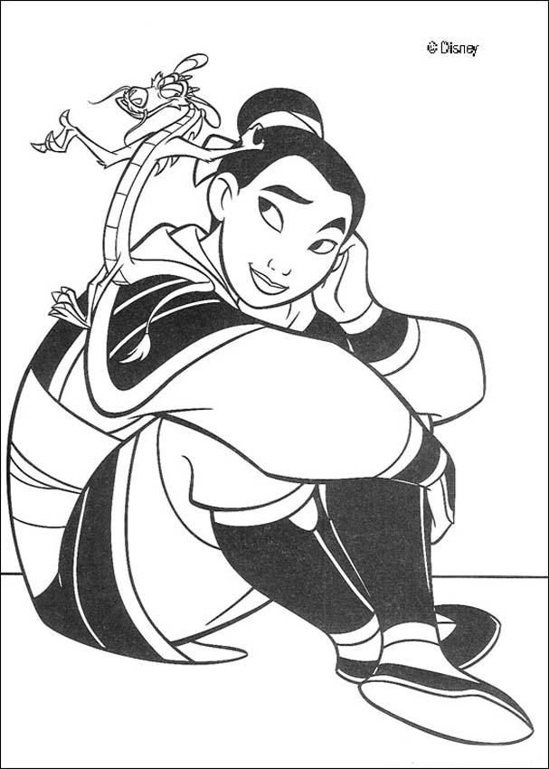 Fa mulan and mushu the guardian of the fa family coloring pages