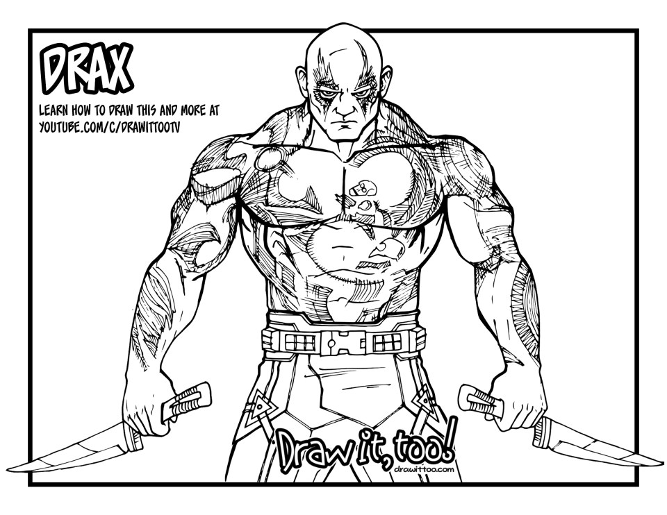 Drax the destroyer guardians of the galaxy drawing tutorial
