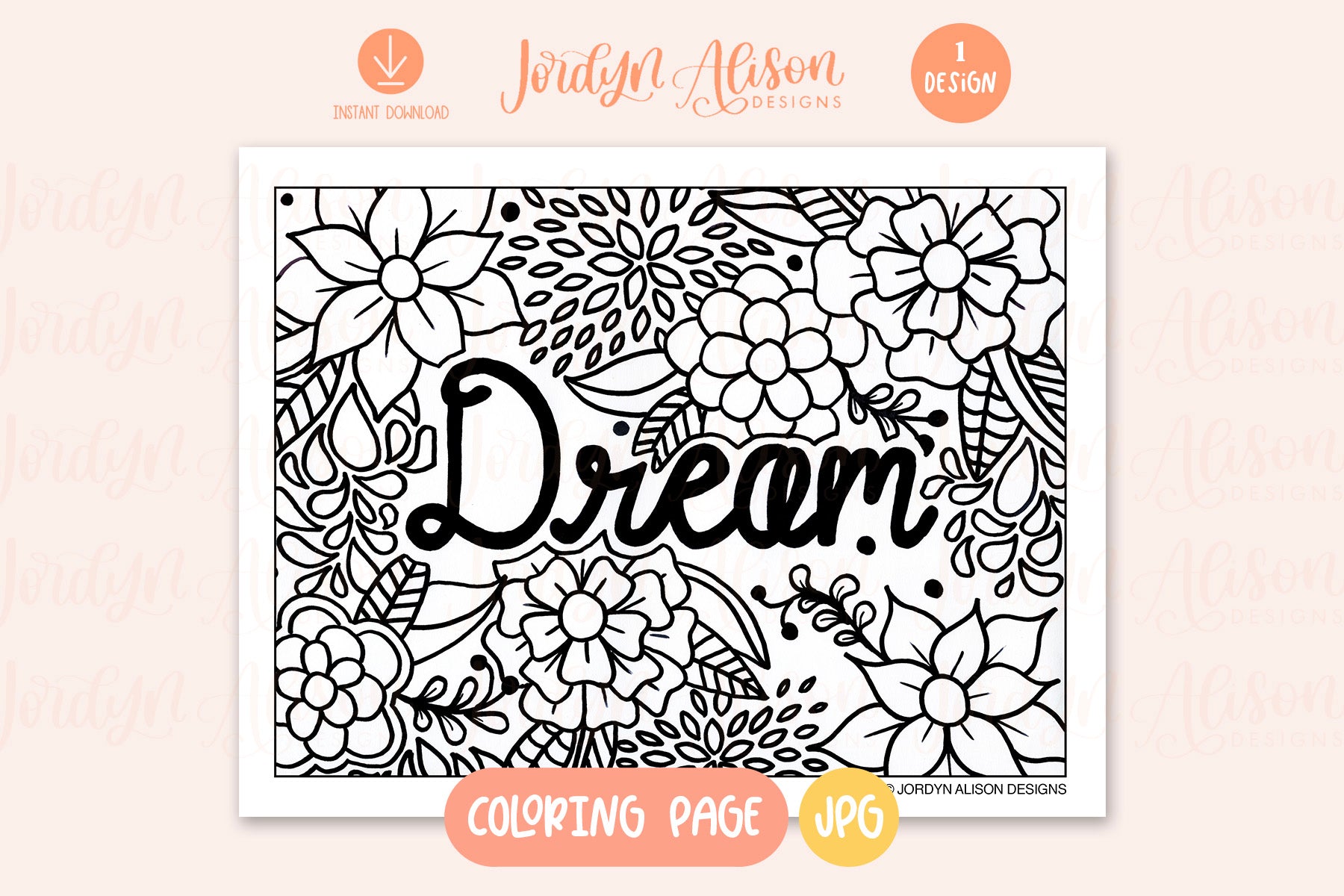 Free dream coloring page relaxing adult coloring page â