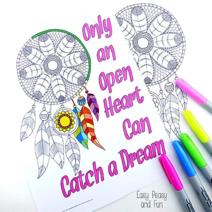 Dream catcher coloring pages for adults
