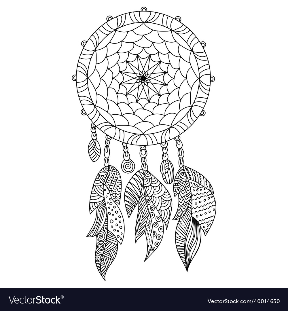 Zen dreamcatcher coloring page intertwined vector image