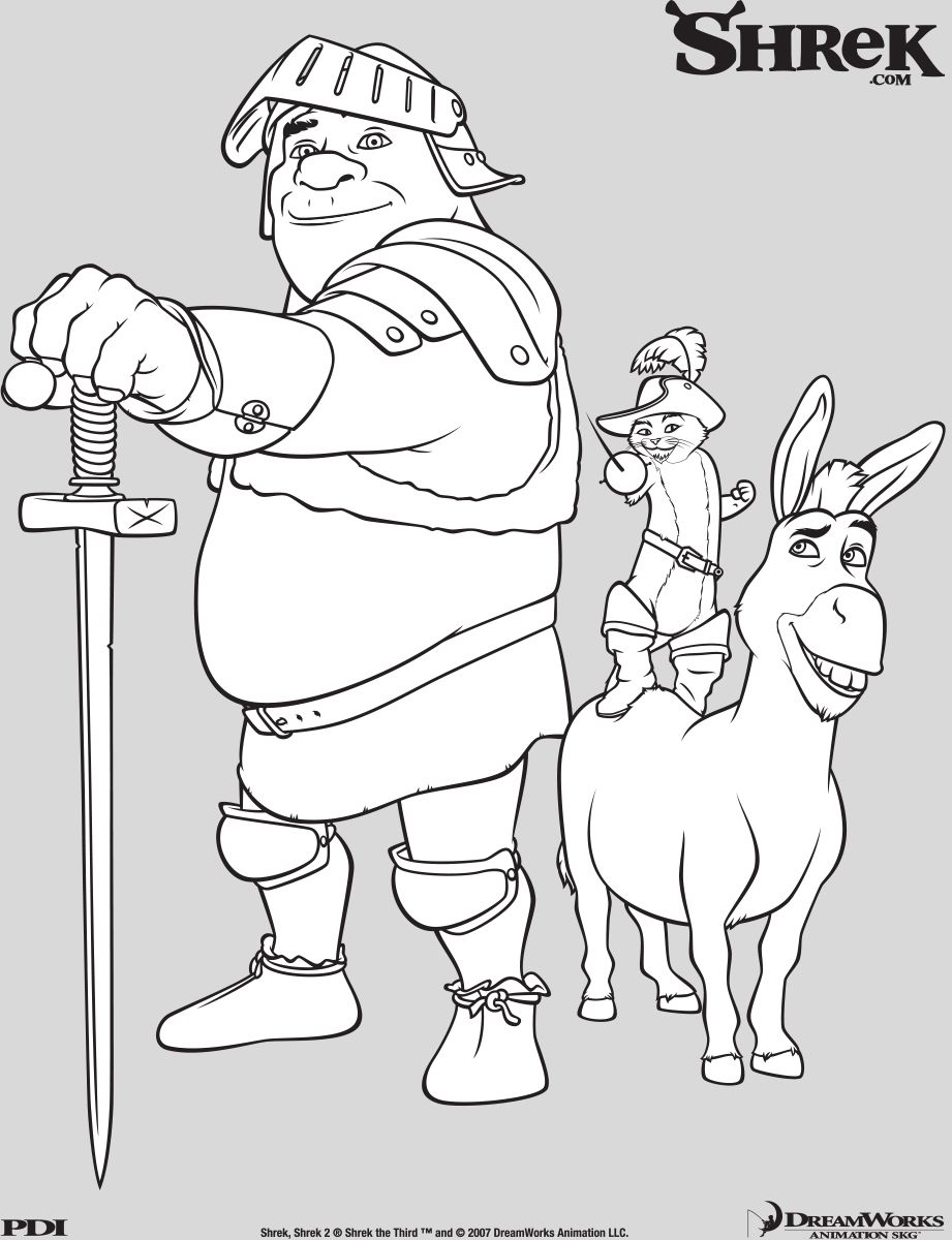 Coloring page shrek dreamworks shark tale coloring pages